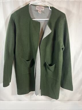 Anthropologie Oliver by Escio Cardigan Green Gray Open Front Sweater Women’s L
